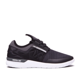 Mens Supra Low Top Shoes FLOW RUN EVO Black/Dk Grey/white | AU-75320